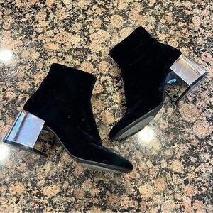 MM6 Maison Margiela Blue Velvet Ankle Boots